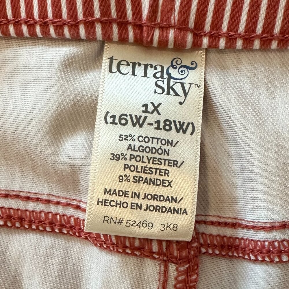 Terra & Sky Red & White Striped Pants – 1X (16W–18W) - Picture 3 of 3
